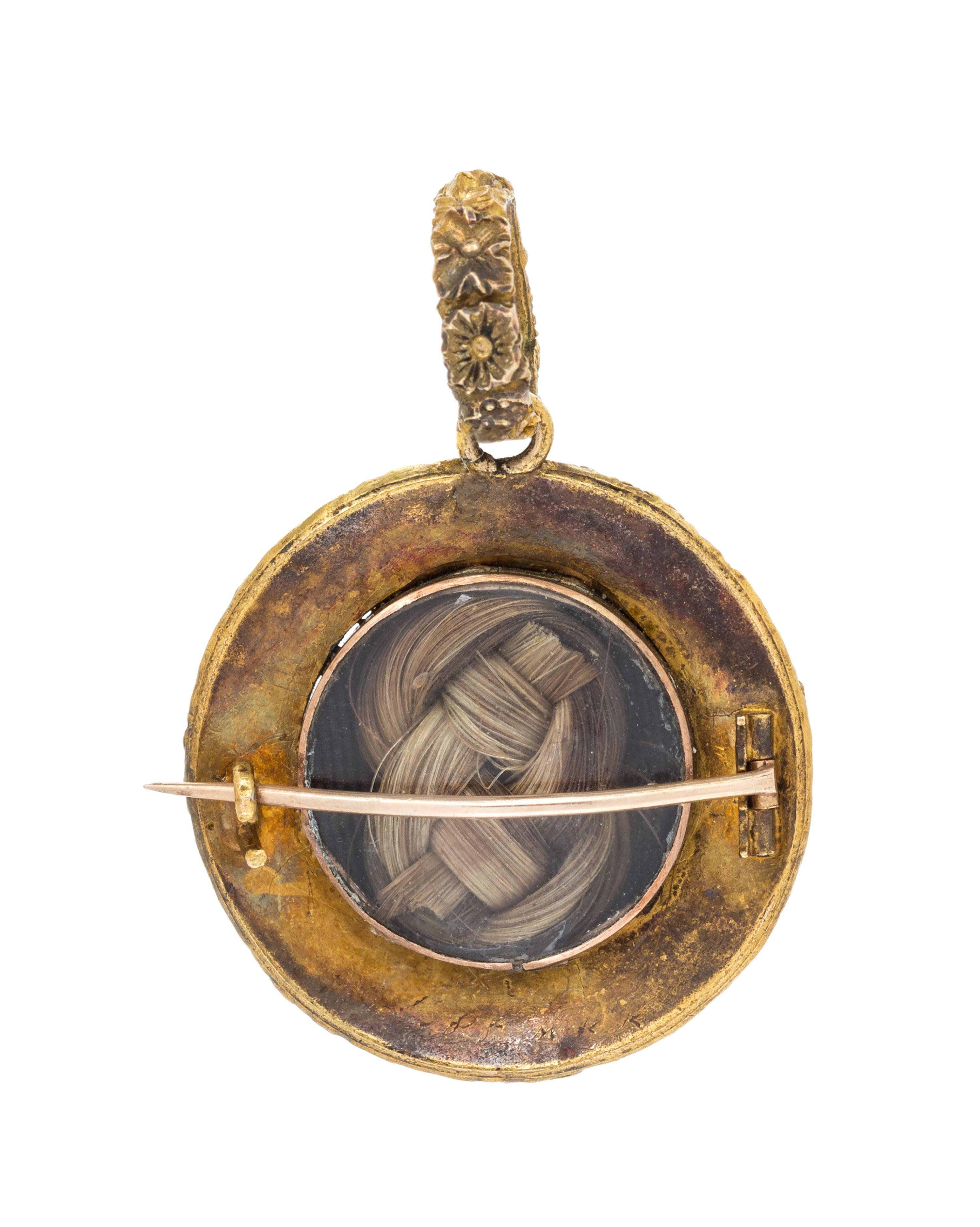 A Georgian Yellow Gold Lover's Eye Pendant/Brooch, 6.45 dwts.