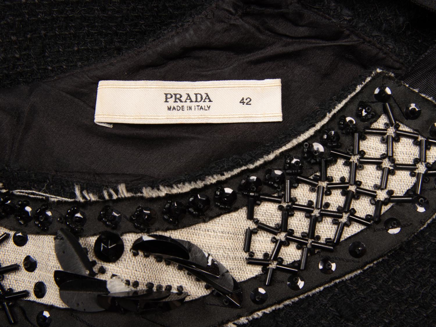 Prada, Black Tweed Dress & Nylon Handbag
