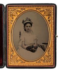 [EARLY PHOTOGRAPHY]. Half plate and sixth plate ambrotypes of young females.