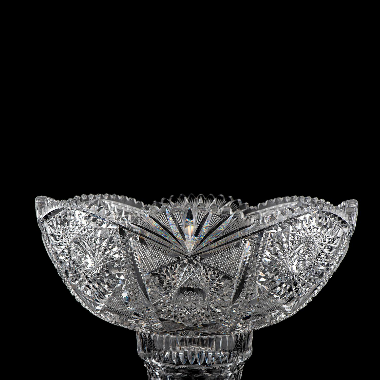 A Brilliant-Period Cut Glass Punch Bowl and Stand