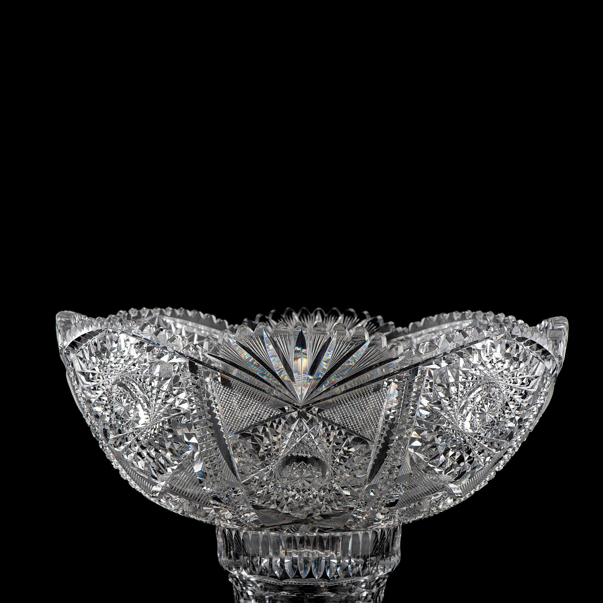 A Brilliant-Period Cut Glass Punch Bowl and Stand