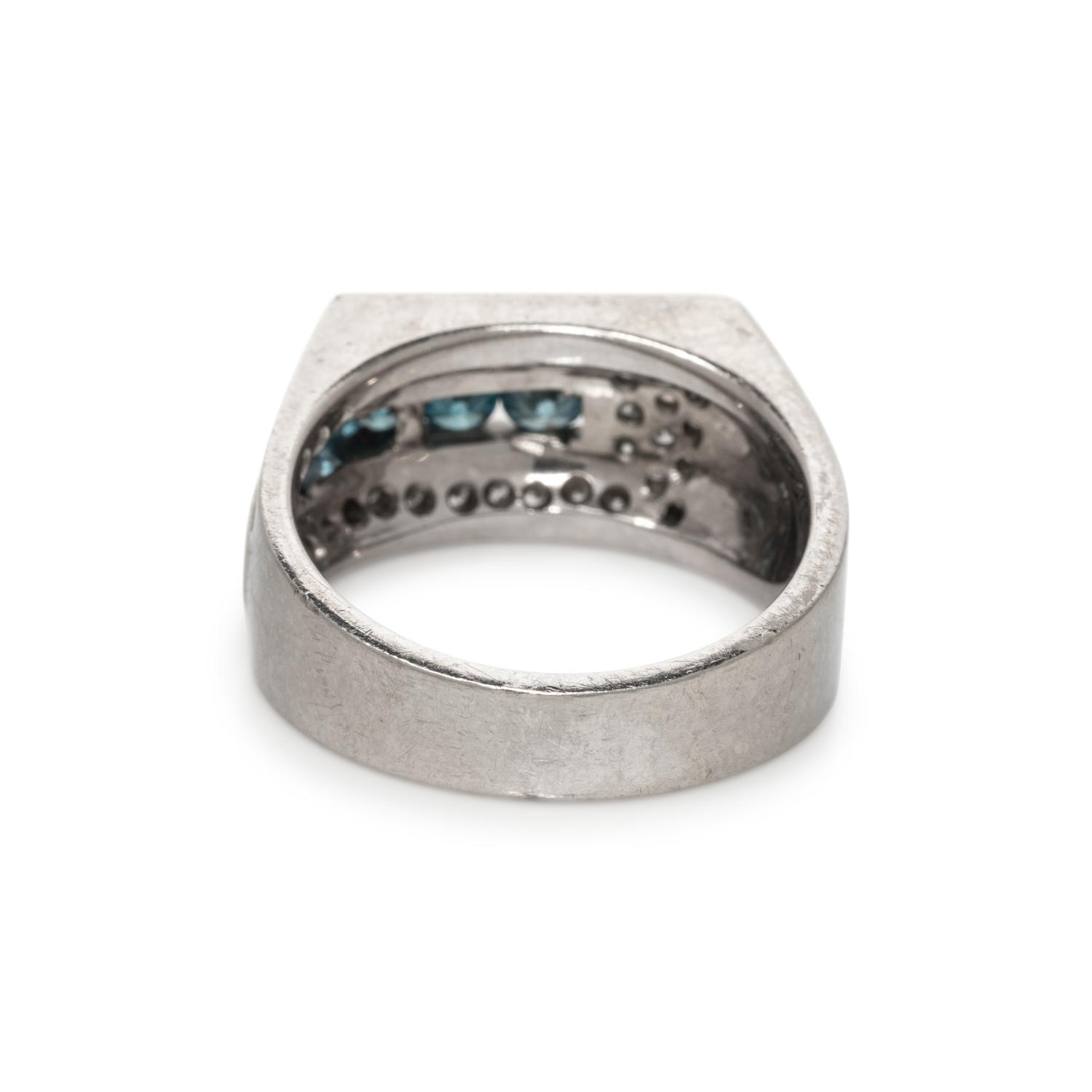 IRRADIATED BLUE DIAMOND AND DIAMOND RING