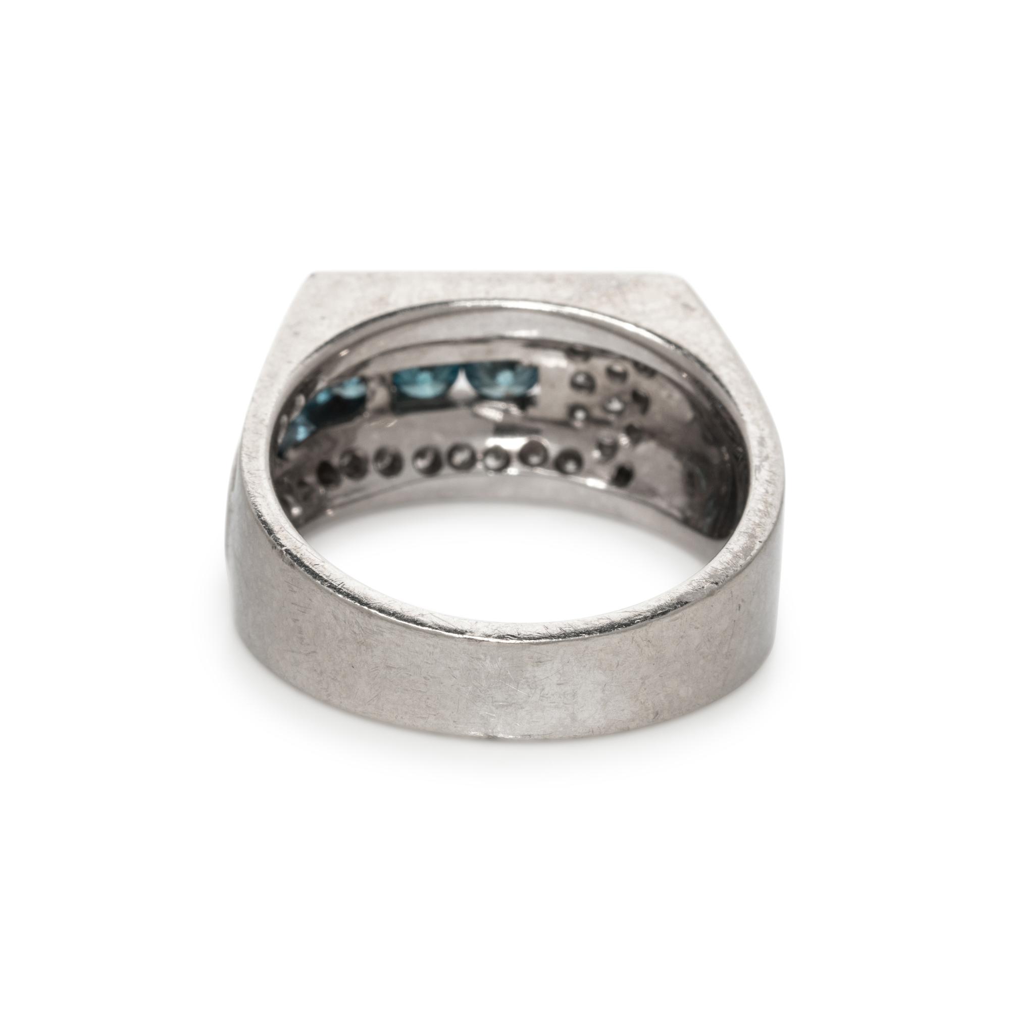 IRRADIATED BLUE DIAMOND AND DIAMOND RING