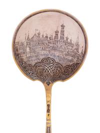 A Pair of Russian Niello Silver-Gilt Serving Spoons