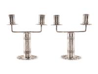Pair of Heavily Stamped Silver Candelabras