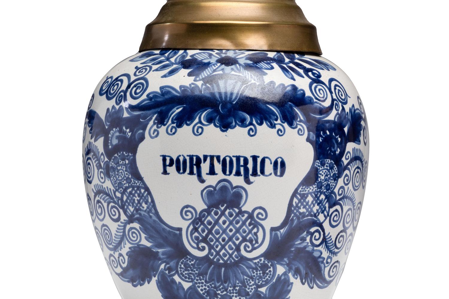 A Pair of Delft Lidded Tobacco Jars