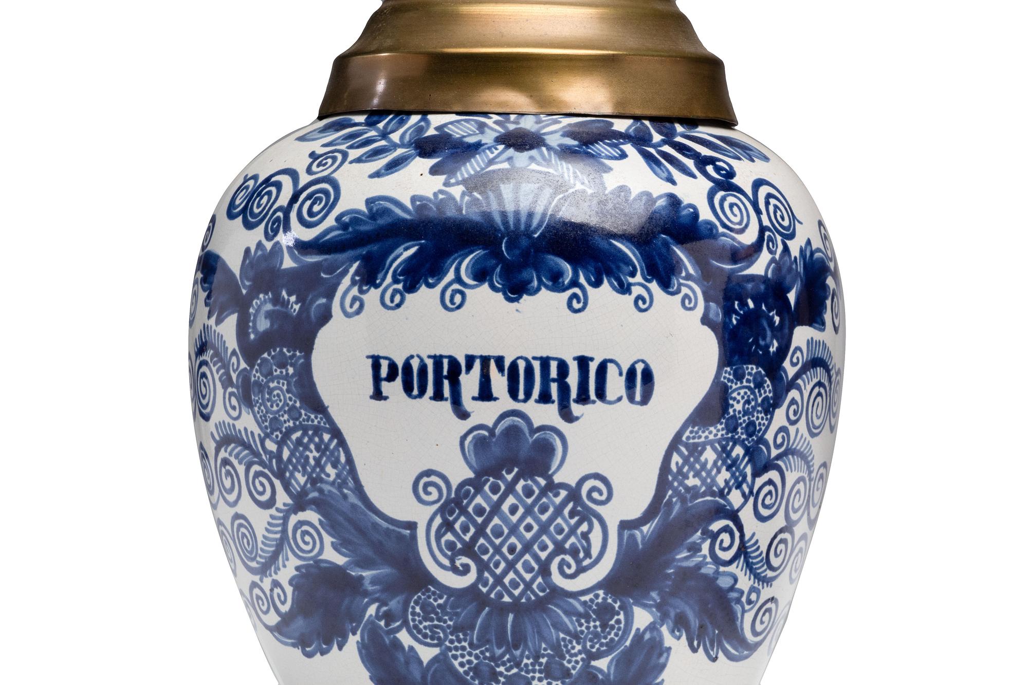 A Pair of Delft Lidded Tobacco Jars