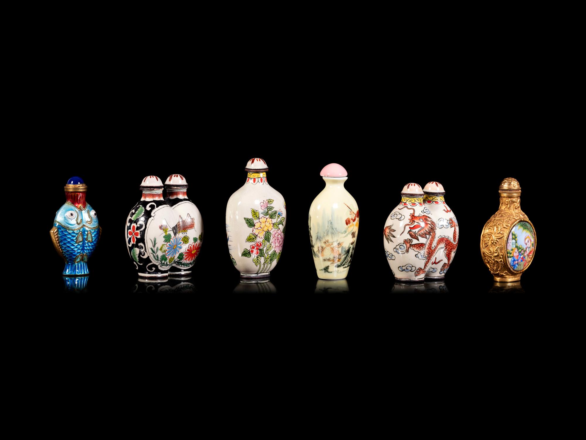 Six Chinese Metal and Metal Snuff Bottles