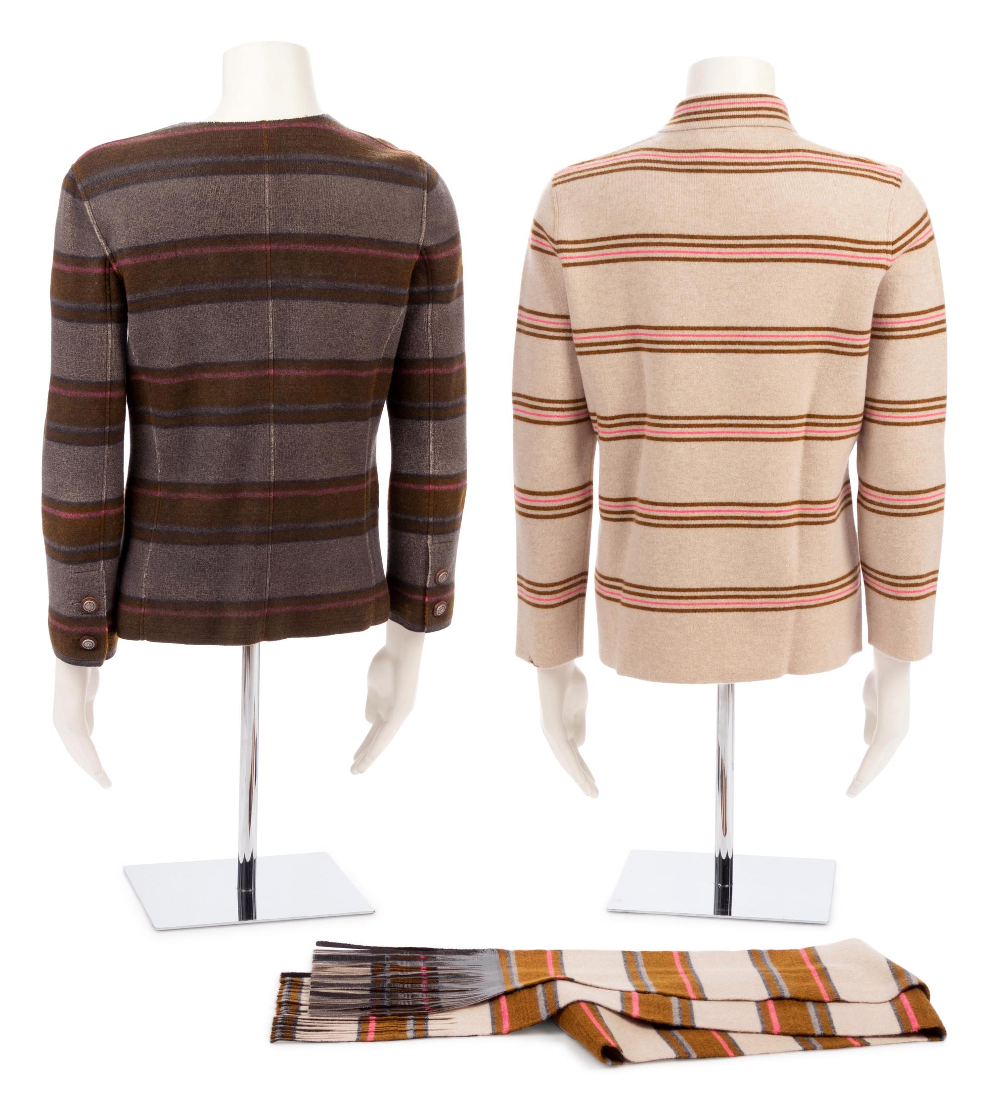 Three Chanel Cashmere Pieces: One Jacket, One Pullover, One Scarf, Fall 2014