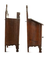 A Pair of French Provincial Walnut Hanging Salt Boxes