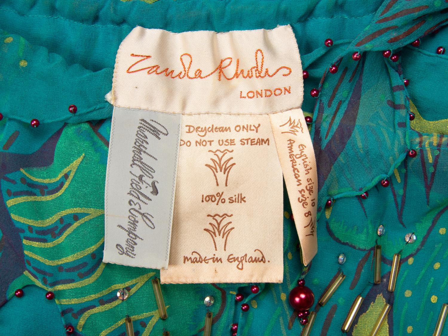 Zandra Rhodes, Painted Teal Silk Dress