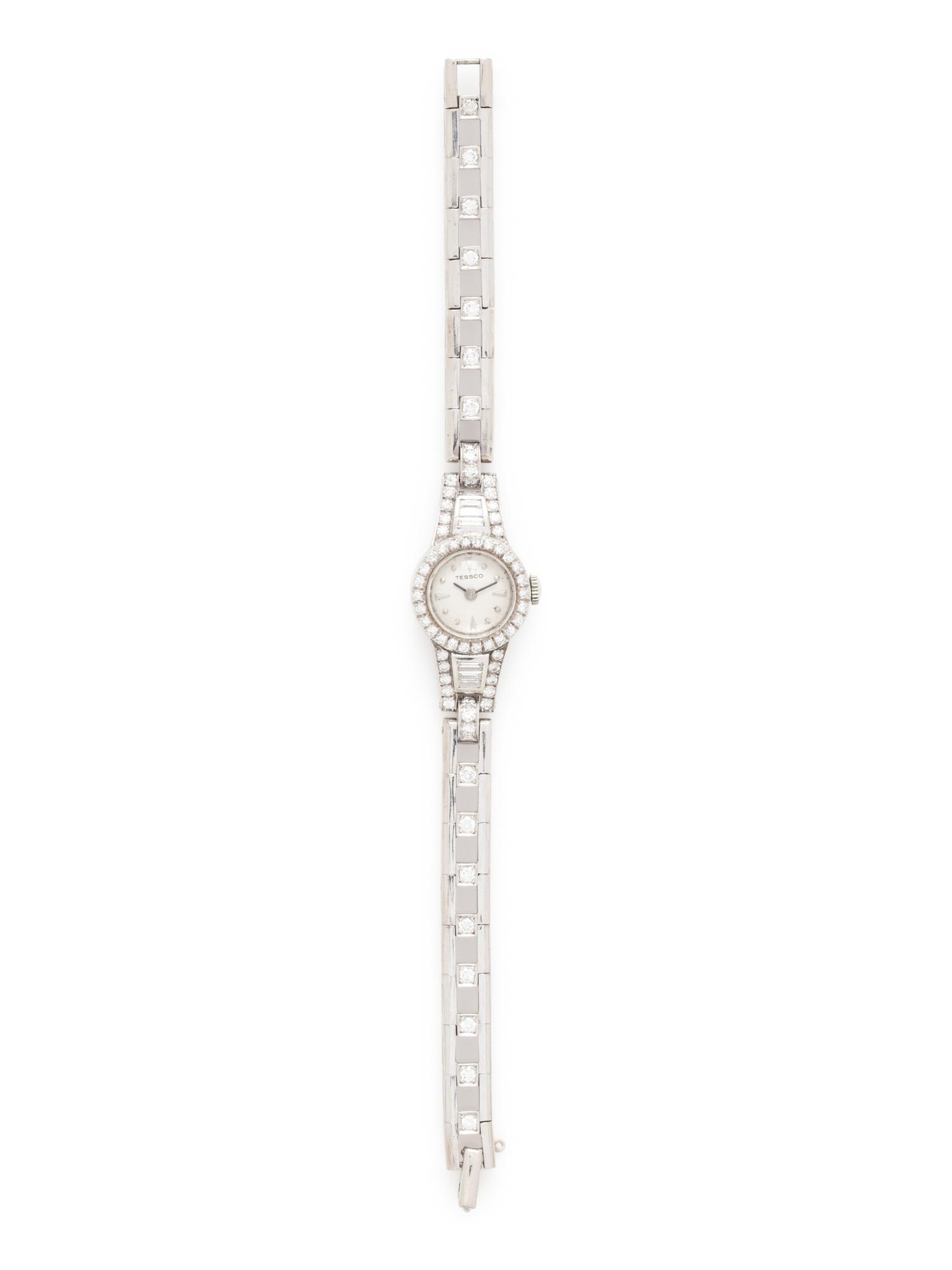14K WHITE GOLD AND DIAMOND WRISTWATCH