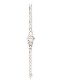 14K WHITE GOLD AND DIAMOND WRISTWATCH