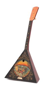 A Russian Hand Painted Lacquered Balalika — 20TH CENTURY