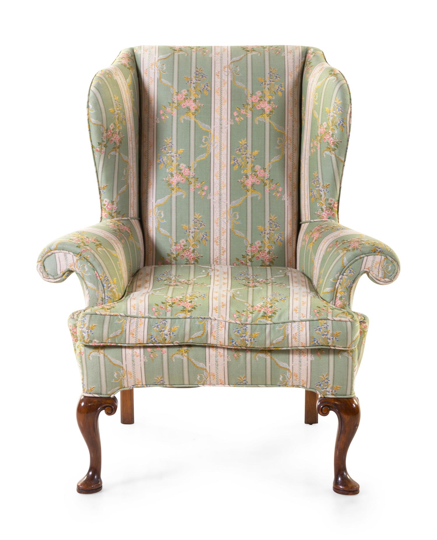 A Queen Anne Style Mahogany Library Chair