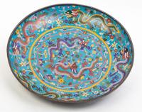 A Pair of Cloisonne Chargers Diameter 17 1/2 inches.