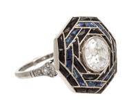 A Platinum, Diamond and Sapphire Ring, 3.90 dwts.