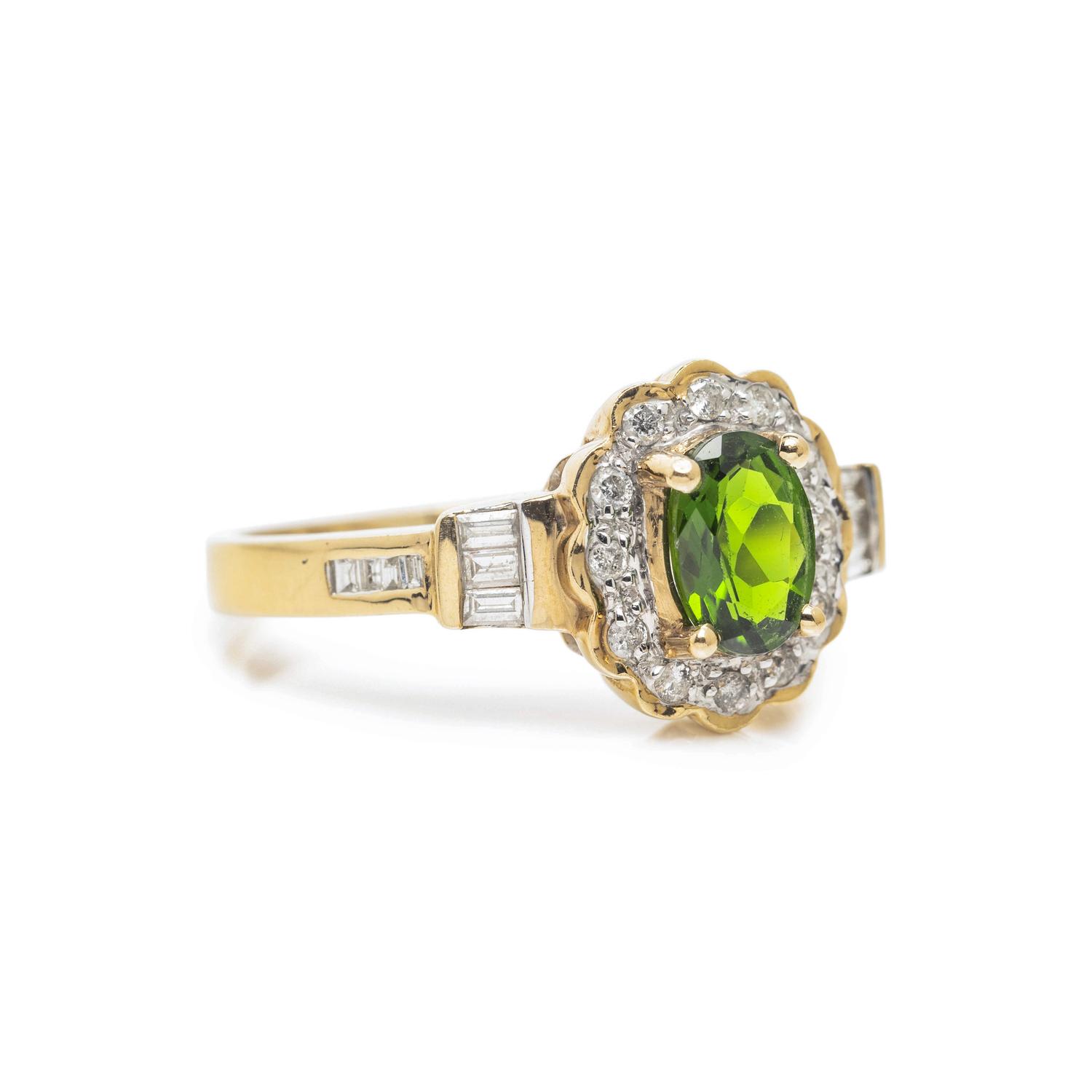 CHROME DIOPSIDE AND DIAMOND RING
