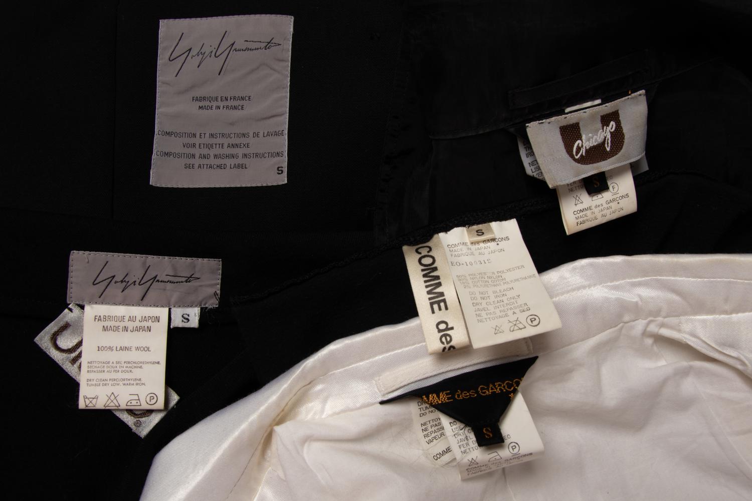 Two Comme des Garçons Jackets, Dress, and Skirt with Yohji Yamamoto Jacket and Skirt, 1980-90s