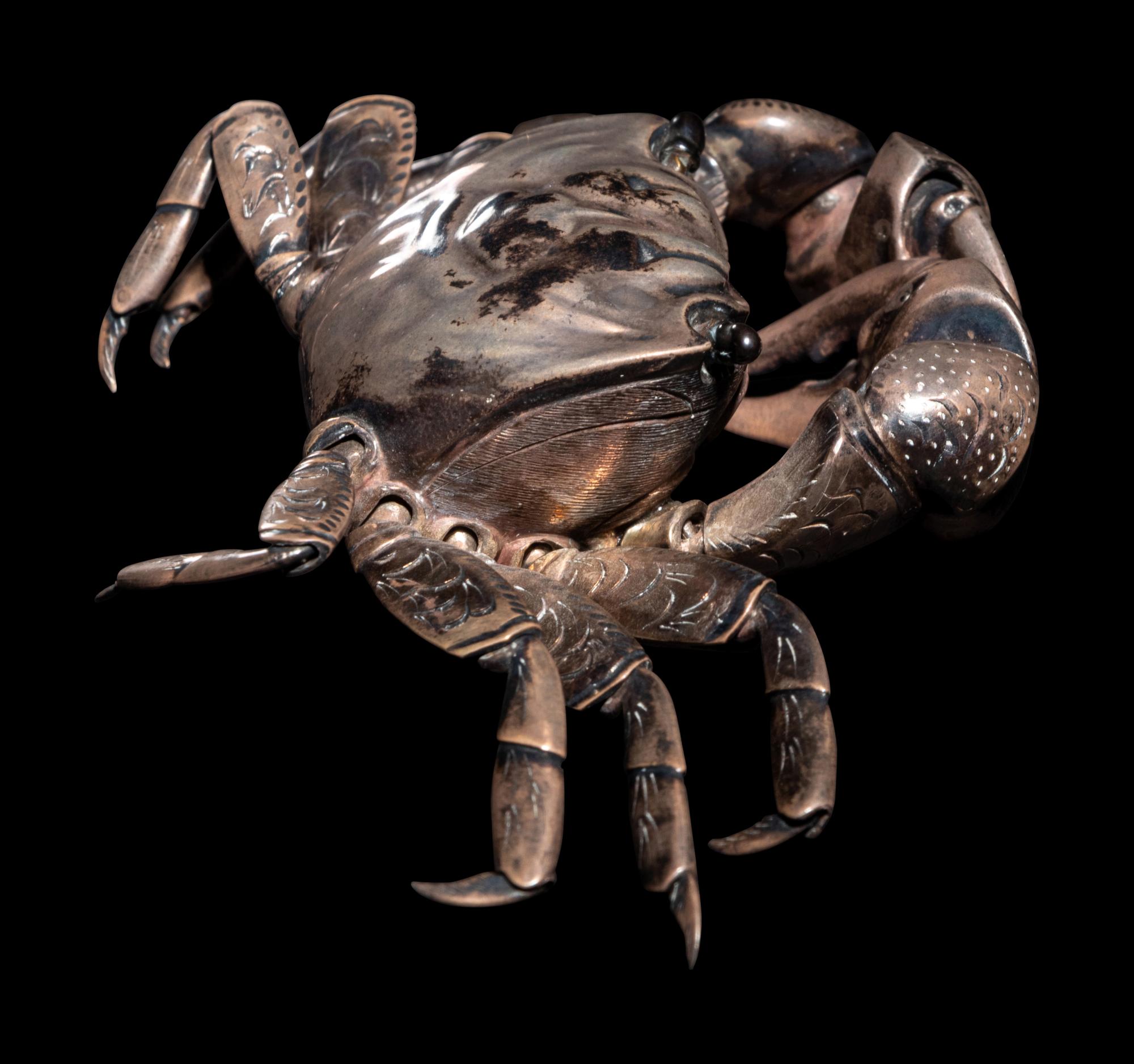 A Japanese Silver Articulated Model of a Crab