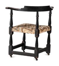 A William and Mary Black Painted and Parcel Gilt Roundabout Corner Chair