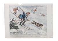 Five Hand Colored Winter Sports Prints Height 15 x width 10 inches (largest) — 19TH/20TH CENTURY