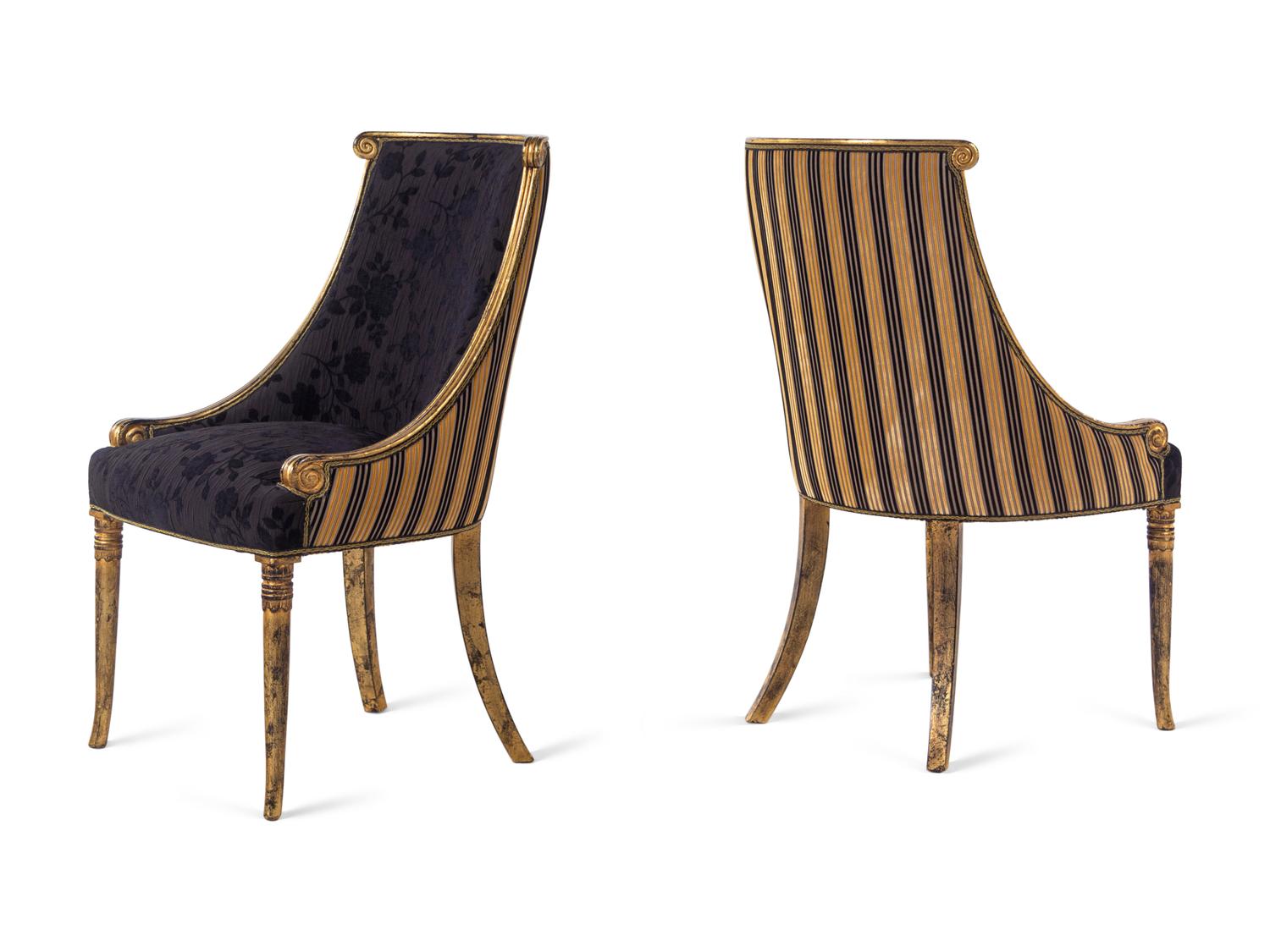 A Pair of Giltwood Barrel-Back Chairs