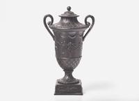 A Wedgwood Diced Black Basalt Vase and Cover, UK, late 19th century
