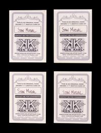 A Group of Four Ken Karl Original Hand Drawn Stan Musial Sketch Baseball Cards with Musial Signed Autograph Stickers