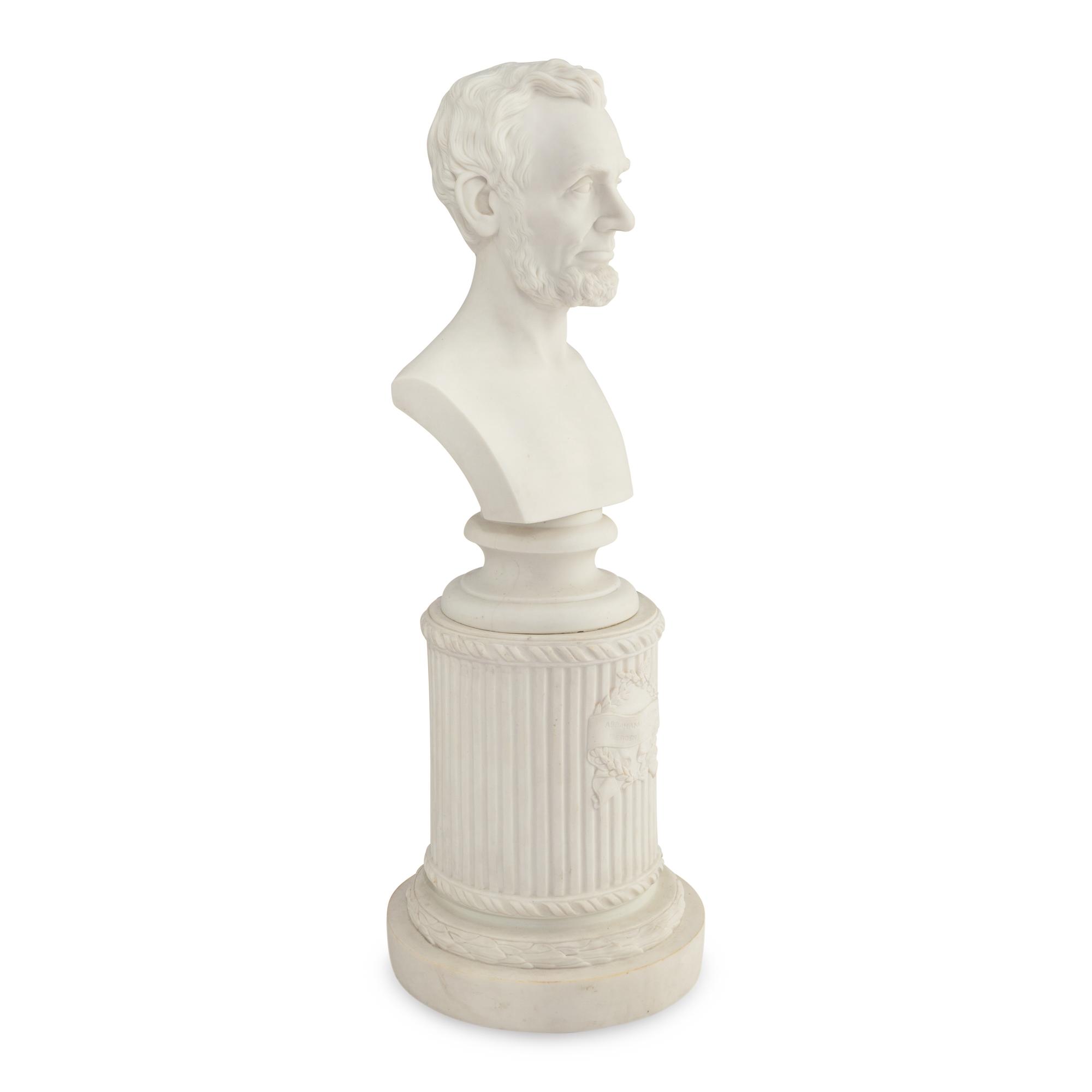 Martin Milmore (American, 1844-1883) Bust of Abraham Lincoln 19th century parianware