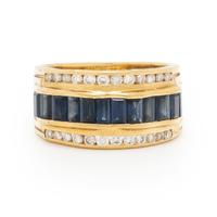LEVIAN, SAPPHIRE, DIAMOND, AND YELLOW GOLD RING