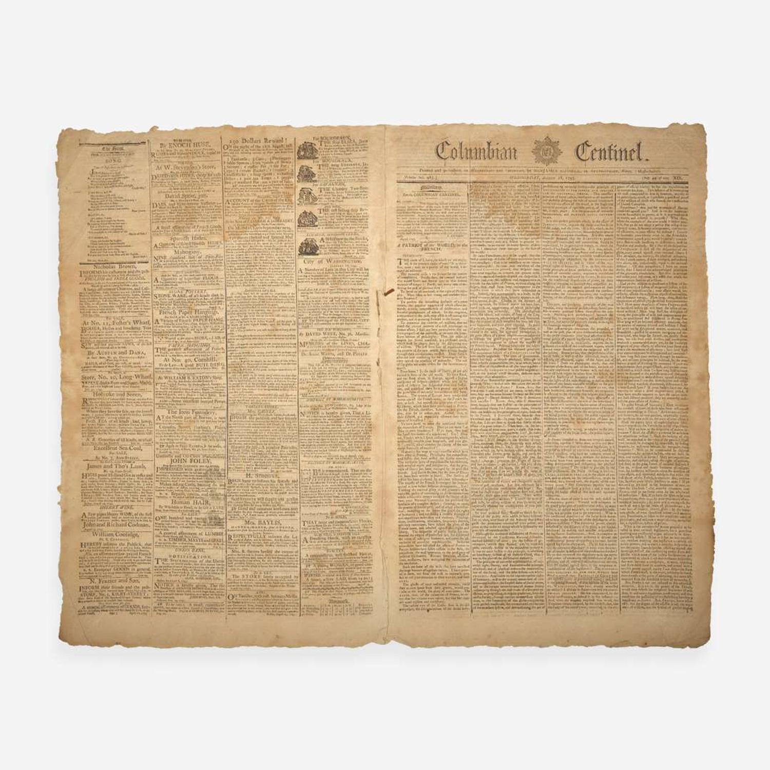 [Americana] [Genet, Edmond-Charles] Group of 3 Issues of the Columbian Centinel
