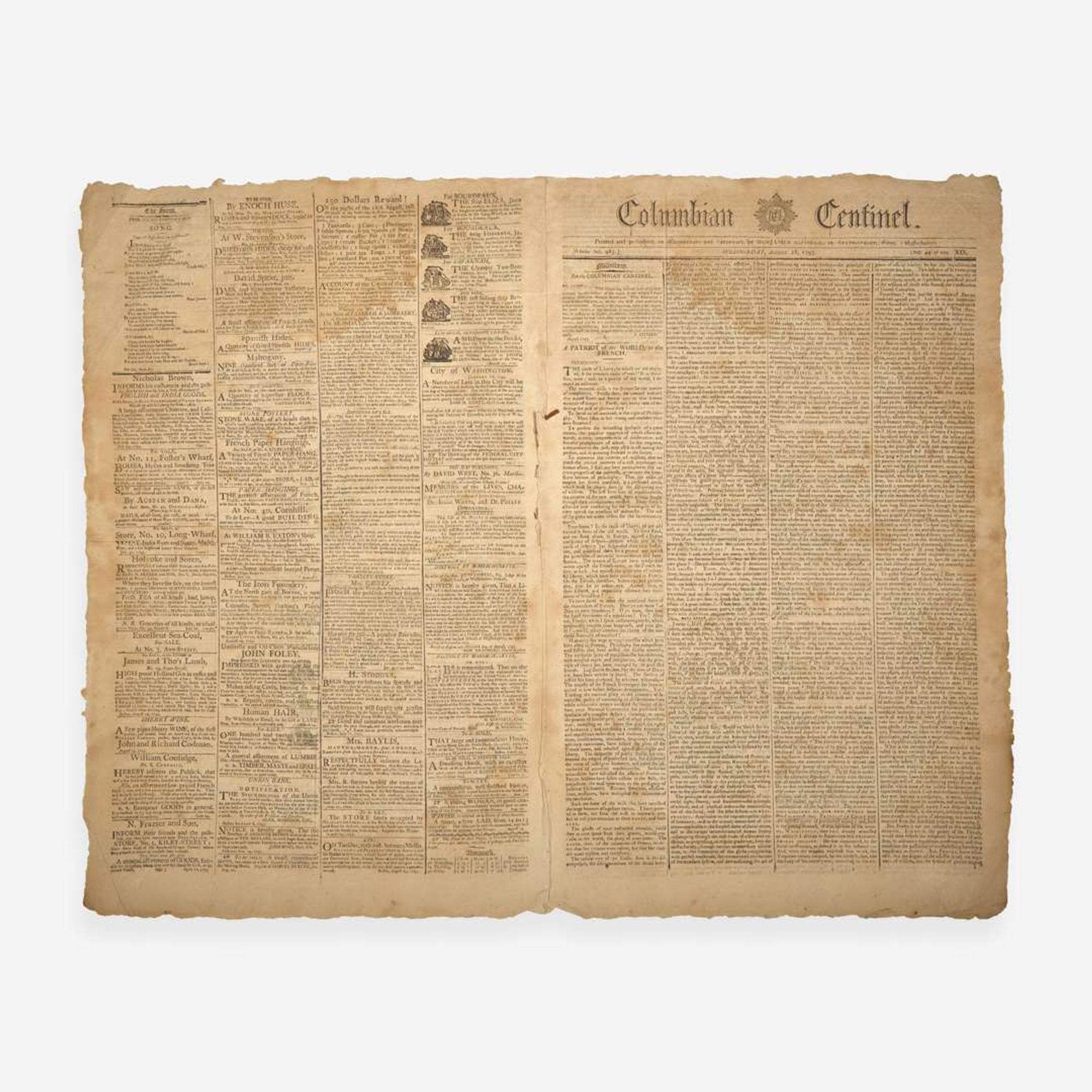 [Americana] [Genet, Edmond-Charles] Group of 3 Issues of the Columbian Centinel