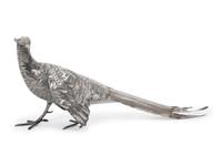 A Pair of Continental Silver Pheasant Table Ornaments