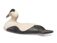 An Oversized Carved and Painted Wood Common Eider Male Decoy