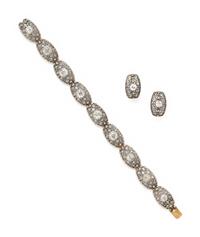 M. BUCCELLATI, SILVER-TOPPED GOLD AND DIAMOND BRACELET AND EARRINGS