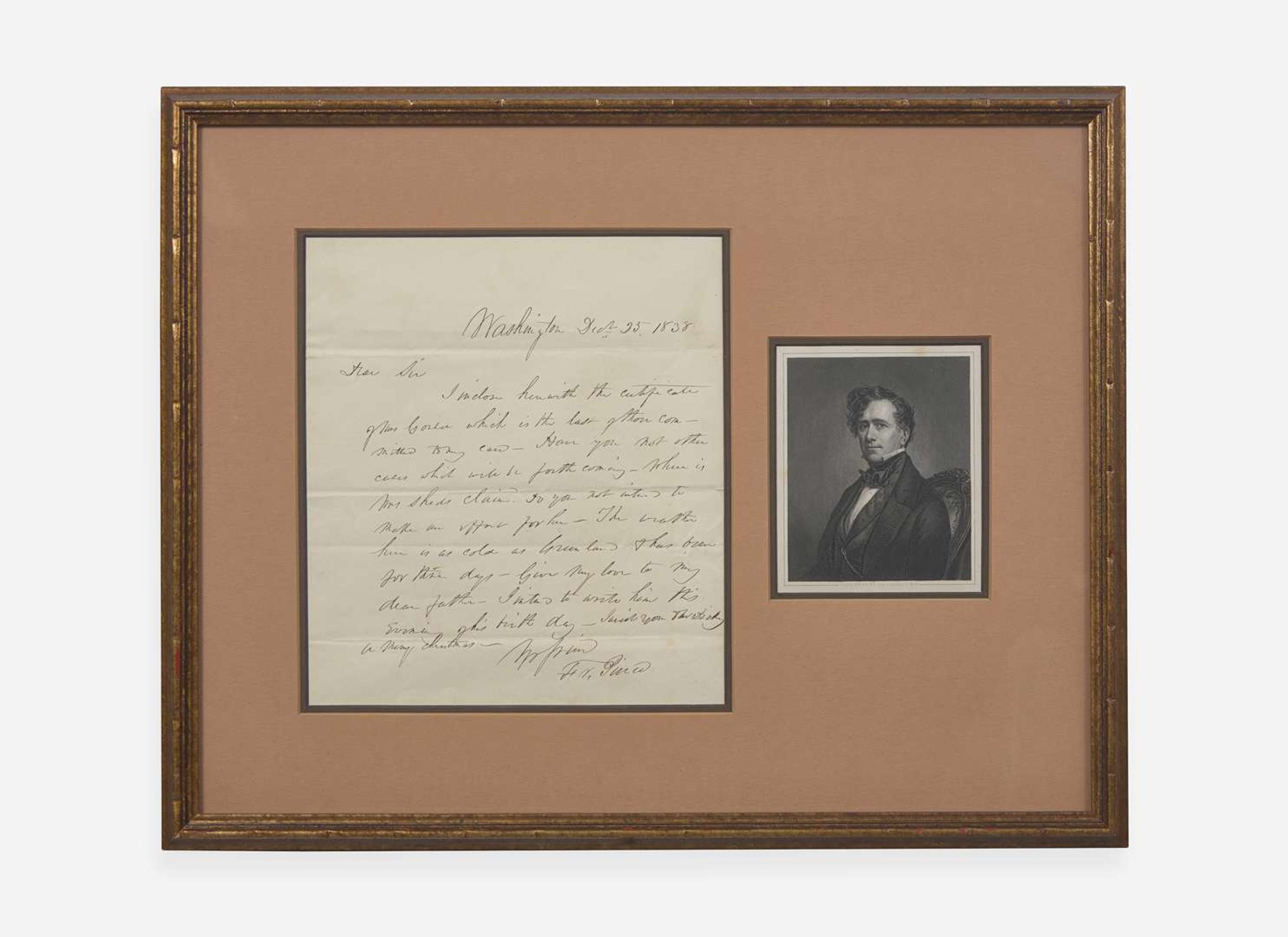 [Presidential] Pierce, Franklin: Autograph Letter, signed