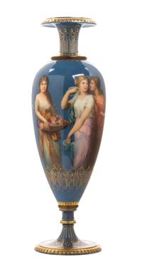 A Royal Vienna Porcelain Vase, Height 21 1/2 inches.