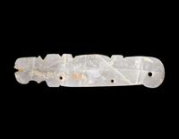 A Costa Rican White-Jade Caiman Bar Pendant