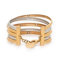 BICOLOR GOLD AND DIAMOND CUFF BRACELET