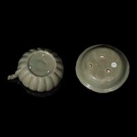 Two Small Korean Celadon Lobed Articles, 12th-13th Century 十二-十三世紀 高麗青瓷龍首菊瓣杯及花瓣小碟各一