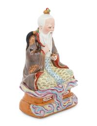 A Chinese Famille Rose Porcelain Figure of Daoist Immortal, Taishanglaojun