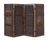 A Victorian Decoupaged Four-Panel Floor Screen