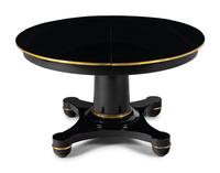 A Biedermeier Black Painted and Parcel-Gilt Pedestal Dining Table