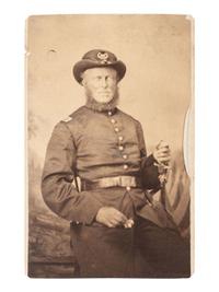[CIVIL WAR]. CDV album containing images of 2 soldiers, incl. Corodon Mason, USCT, 32nd Infantry.