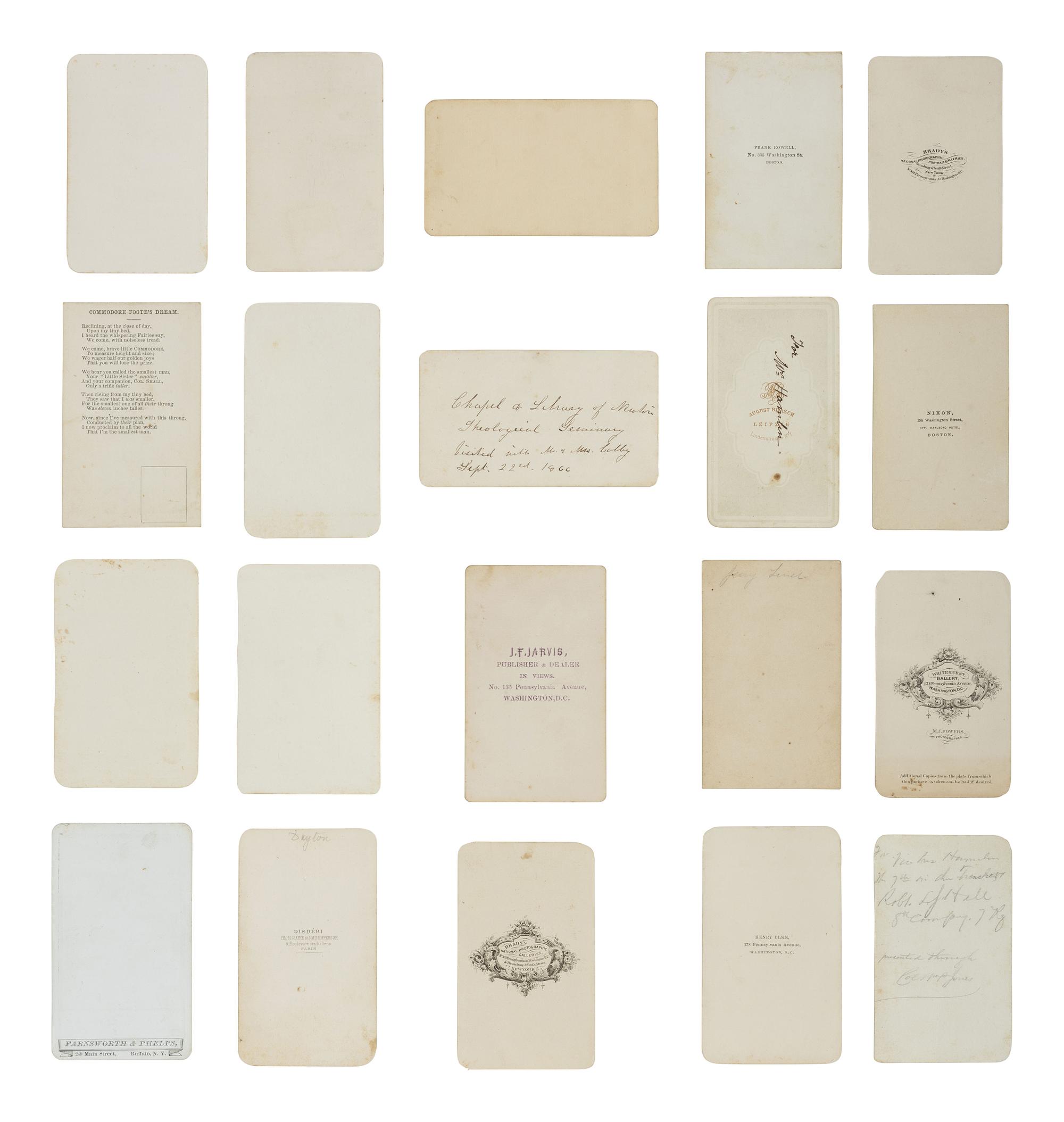 [CIVIL WAR]. A large collection of CDVs descended directly in the family of Vice President Hannibal Hamlin, incl. portraits of Hamlin family members, Civil War officers, politicians, artists, and celebrities.