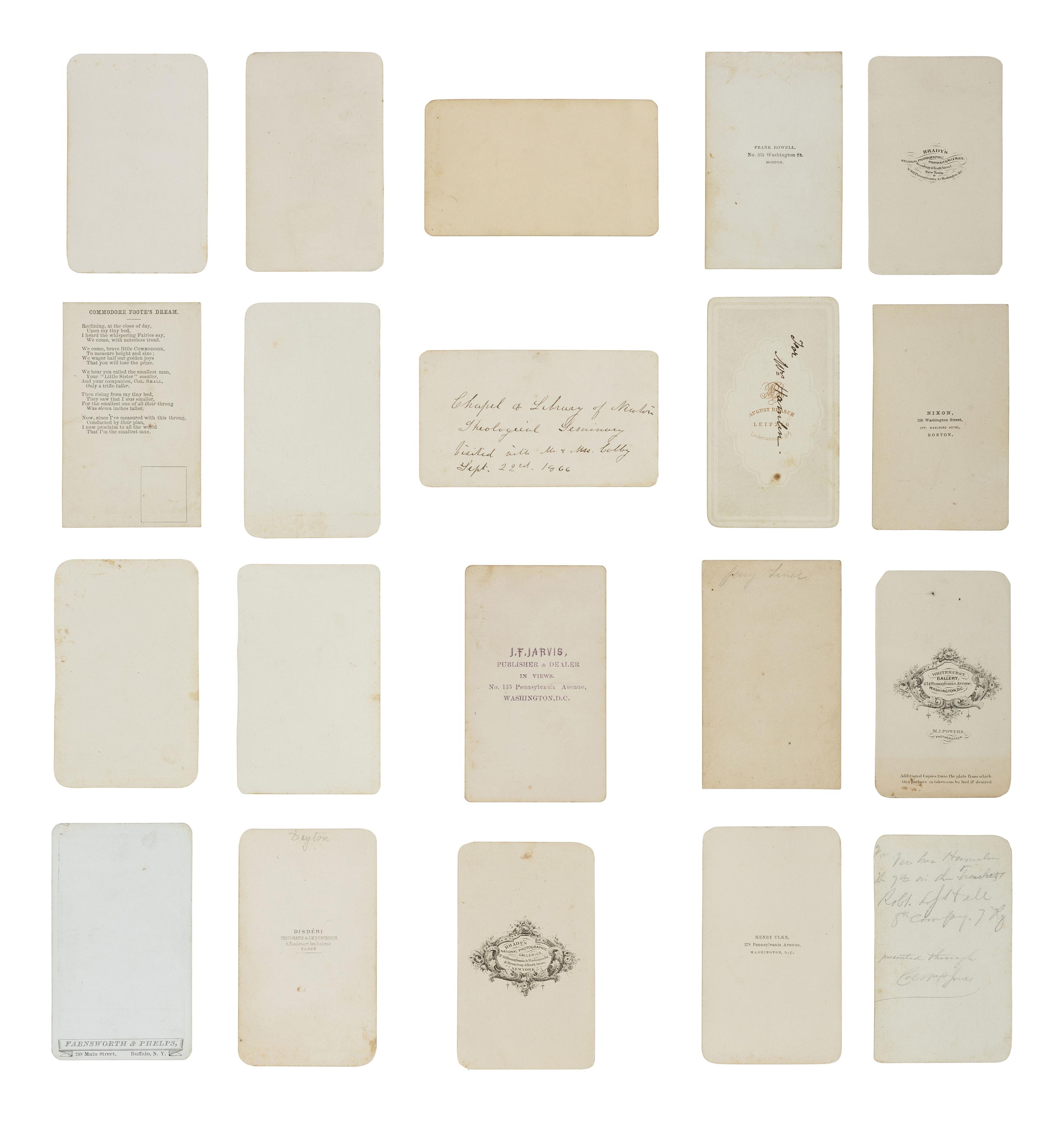 [CIVIL WAR]. A large collection of CDVs descended directly in the family of Vice President Hannibal Hamlin, incl. portraits of Hamlin family members, Civil War officers, politicians, artists, and celebrities.