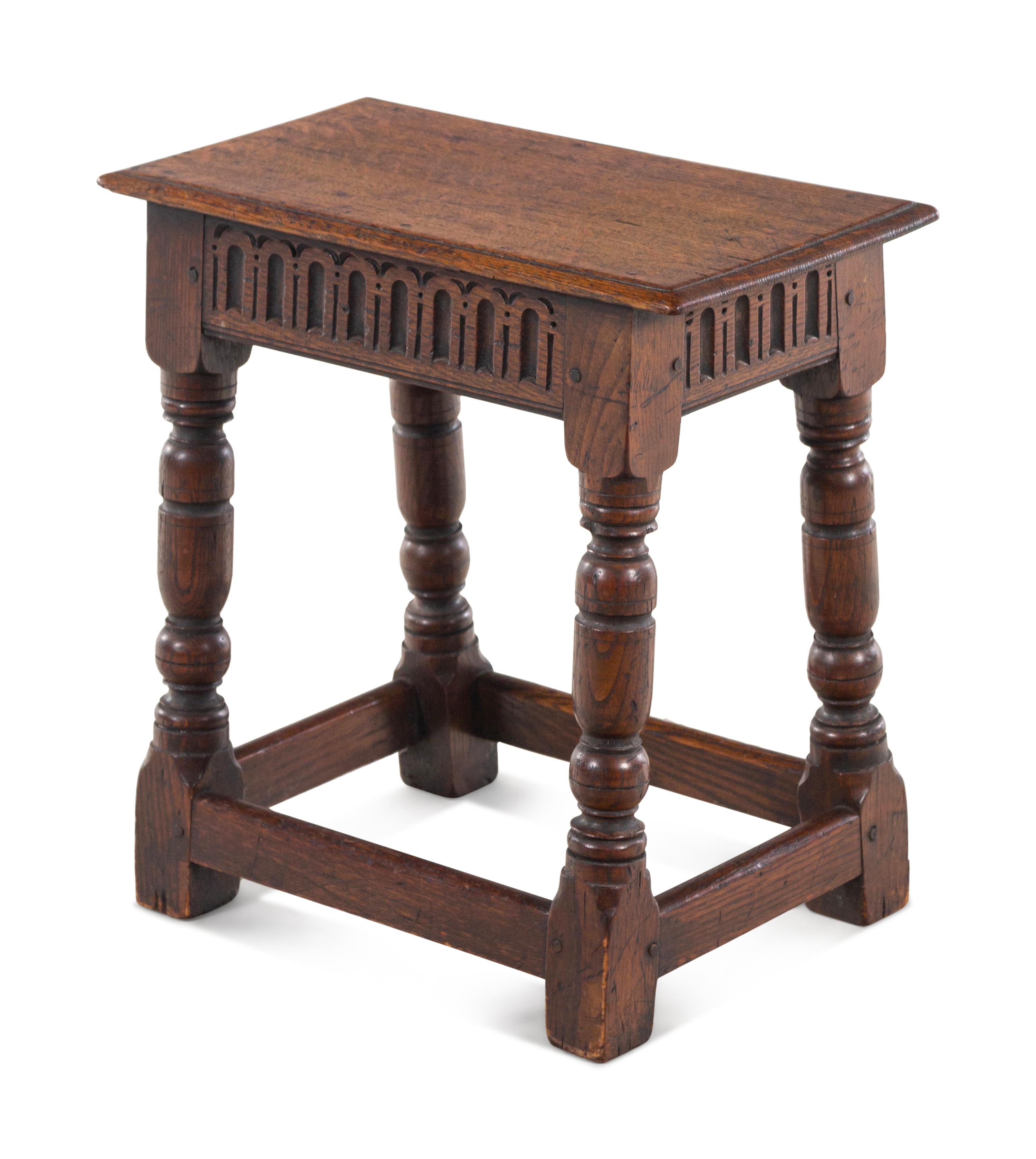 A William and Mary Carved Oak Joint Stool
