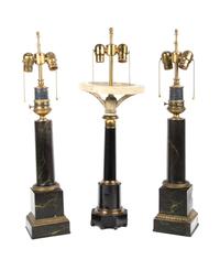 A Group of Three Tole Table Lamps Height of first 28 inches. — LATE 19TH CENTURY