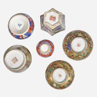 Six small Chinese export clobbered porcelain cabinet vases 外銷瓷小件一組六件 18th to early 19th century ???????